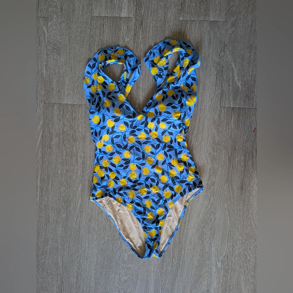 DVF x Summersalt Blue and Yellow Lemon Print Swimsuit - Picture 4 of 6